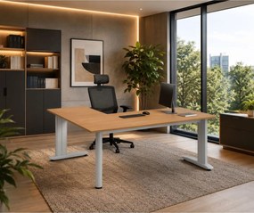 Narożne biurko PRIMO FLEXIBLE, 180x140 cm, czereśnia