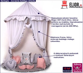 Szary baldachim dziecięcy nad łóżeczko C2-M29