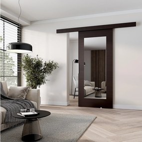 MINIO go for it, Drzwi przesuwne wewnętrzne CLEAN I 96 cm, z lustrem,  w kolorze wenge