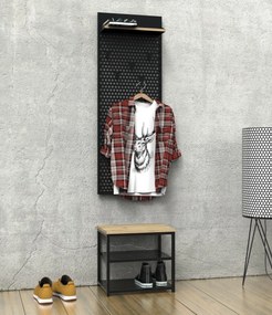 Loftowy taboret z półkami na buty Loft LT1 czarny/dąb wotan