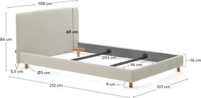 Szare tapicerowane łóżko jednoosobowe bez stelaża 90x200 cm Valma – Kave Home