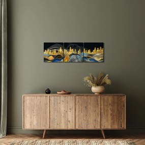 Obraz - Złote Góry (z zegarem) (90x30 cm)