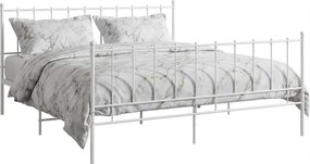 Białe metalowe łóżko z zagłówkiem 140x200 cm L9-A77