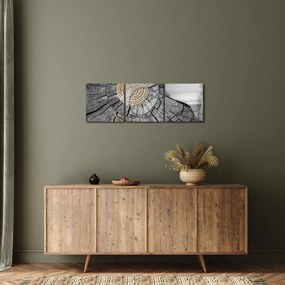 Obraz - Pień drzewa w kolażu (z zegarem) (90x30 cm)