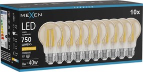 Mexen Vintis 10x żarówka filament LED E27, A60, 8W, Ciepła - 2200K, 750 lm, amber - L150-E27-0822-50x10