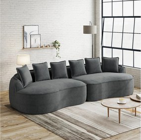 4-osobowa sofa modułowa z poduszkami oparciowymi, nie wymaga montażu, szenil, szara, 320x114x67 cm