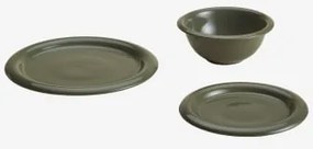 Zestaw Naczyń 12-częściowy Z New Bone China Rylvane Intensywny Verde Olive - Sklum