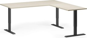 Narożne biurko z regulacją wysokości, 180x180 cm, 3 silniki, L/P, czarna podstawa, brzoza