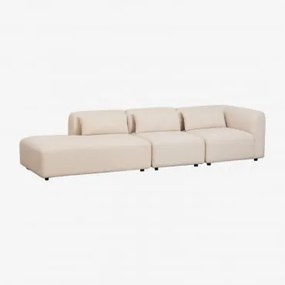 Sofa Modułowy Narożny 3-częściowy Z Lewym Szezlongiem Fogler Tkanina Baranek Boucle Kremowy Beż - Sklum