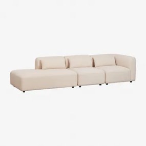 Sofa Narożna Fogler 3-częściowa Modułowa Z Leżanką Po Lewej Stronie Chenille Kremowy Beż - Sklum