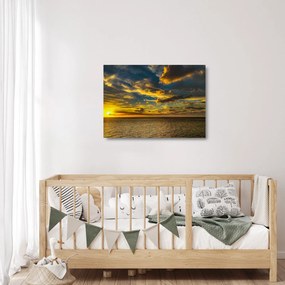Obraz na szkle - zachód słońca nad morzem (70x50 cm)