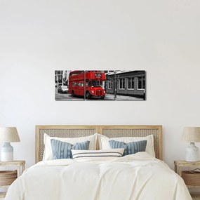 Obraz - Londyn z autobusem (z zegarem) (90x30 cm)