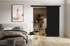 Emporius drzwi naścienne 80 cm Belor - nowoczesne drzwi z imitacją lameli, drzwi naścienne grafit