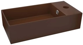 Prostokątna brązowa umywalka ceramiczna - Omre