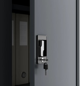 Biurowa szafa metalowa na akta JAN, 900 x 1850 x 400 mm, antracytowa