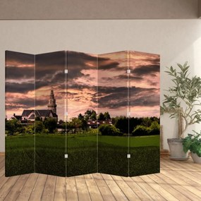 Parawan - Krajobraz z kościołem (210x170 cm)