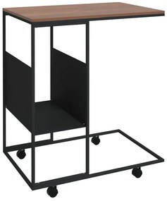 Stolik boczny na kółkach czarny + brązowy B2-M27