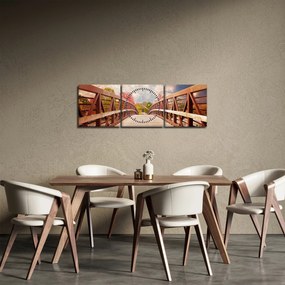 Obraz - drewniany most (z zegarem) (90x30 cm)