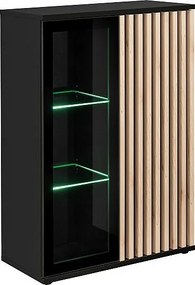 Witryna niska CAMERON LED hickory jackson/czarna