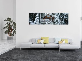 Obraz - Drewniany domek (170x50 cm)