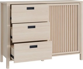 Komoda z przesuwnym frontem z lameli Jytana 221R, dąb Riva