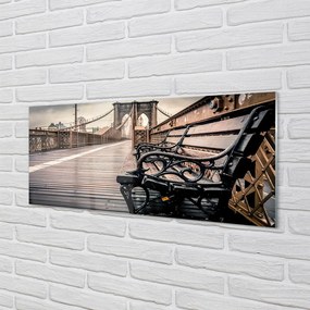 Panel szklany do Kuchni Ławka z Widokiem na Most