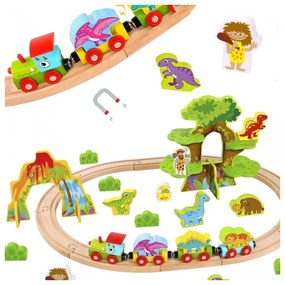 Tooky toy drewniana magnetyczna kolejka dinozaury + figurki