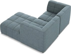 Niebieski narożnik z materiału bouclé (prawostronny/z szezlongiem) Aloha – Makamii