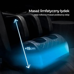 Fotel Masujący VX MAX Wypoczynkowy Relaksacyjny Czarny Ekoskóra Loft