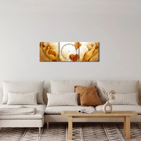 Obraz - Malowanie rąk pełnych miłości (z zegarem) (90x30 cm)