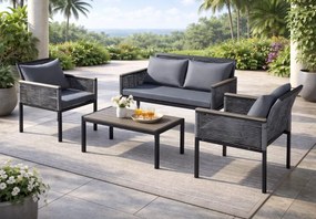Aluminiowy zestaw mebli ogrodowych Solani - 2 fotele, sofa, stolik