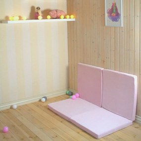 Mata do zabawy 120x120cm dla dziecka kwadratowa składana, welurowa, jasnoróżowa - meowbaby®