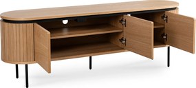 Owalna szafka RTV z ryflowanymi wstawkami Beck 160 cm, dąb