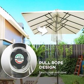 Outsunny Parasol Ogrodowy 150x295cm Podwójny Daszek Regulacja Kremowy | Aosom PL