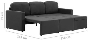 Rozkładana sofa modułowa ciemnoszara tkanina - Odi 4Q