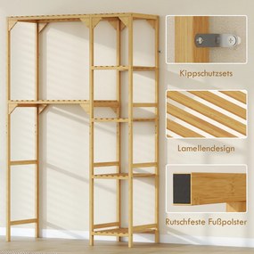 HOMCOM Regał nad pralką, wiele otwartych przegródek, do prania, akcesoriów, bambusowe drewno