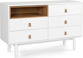 Komoda do Salonu NAOMI 120 cm Biała z Szufladami i Półką Skandynawska