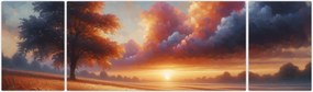 Obraz – Zachód słońca na polu (170x50 cm)