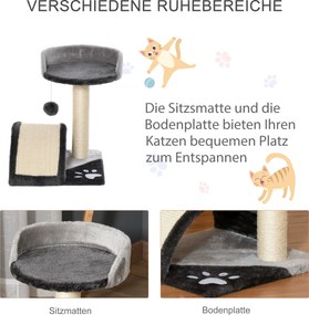 PawHut Drapak z piłeczkami Słupek do ostrzenia pazurów z sizalu Szary kolor dla kotów zabawa i relaks | Aosom PL