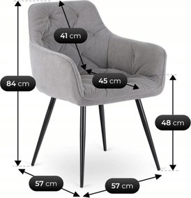 Krzesło Tapicerowane do Salonu MODESTO Szare Nowoczesne Loft