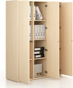 Szafka biurowa FRAME, 3x drzwi, 1299 x 450 x 1735 mm, PUSH-lock, brzoza