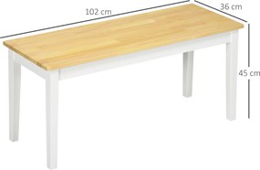 HOMCOM Ławka drewniana 2-osobowa, Ławka z drewna litego, lakierowane, Naturalny + Biały