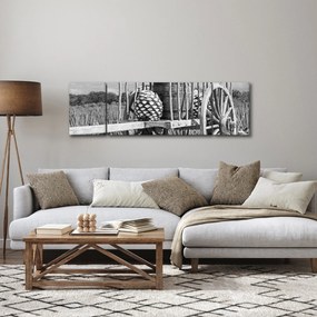 Obraz - Przyczepka, czarno - biały (170x50 cm)