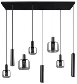 Czarna lampa wisząca z metalowo-szklanym kloszem Mataro – Trio