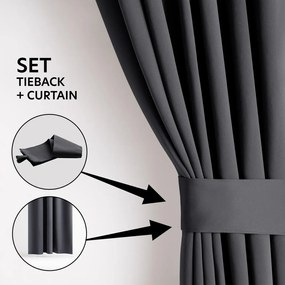 Antracytowa zaciemniająca zasłona termiczna 140x270 cm Pleat – Restilo