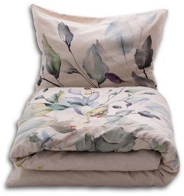 Pościel z mieszanki bawełny i lnu Kytice, 160 x200 cm, 2 szt. 70 x 80 cm