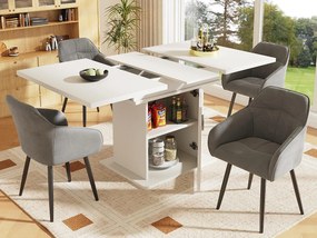 Stół jadalny składany - z MDF - z przechowalnią - Biały