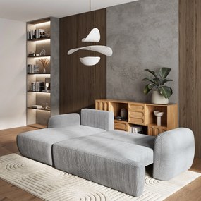Masseno Narożnik MODENZA z funkcją spania i pojemnikiem na pościel Narozniki L, Rozkładana sofa - Jasnoszary, POSO 55