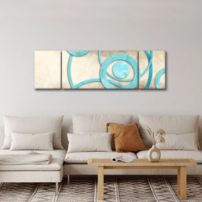 Obraz - Niebieskie koła na akwareli (170x50 cm)