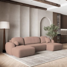 Masseno Narożnik SAVONA z funkcją spania i pojemnikiem na pościel Narozniki U, Rozkładana sofa - Pudrowy róż, NOW OR NEVER 61